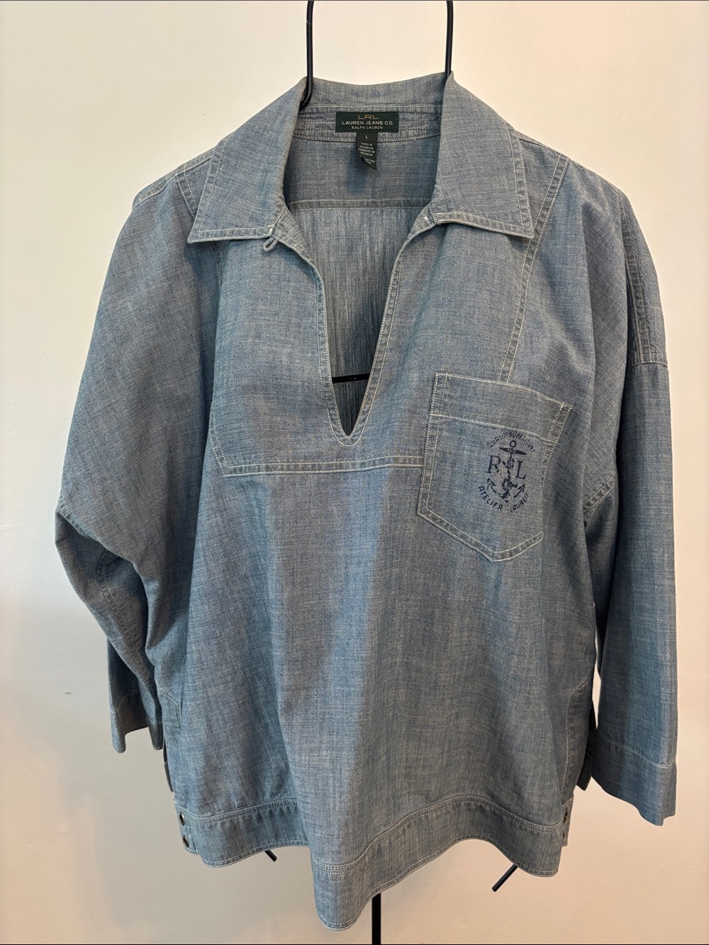 Ralph Lauren Light Chambray V-Neck Pullover - Denim Blue